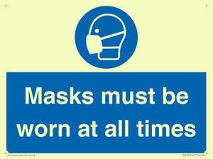 Masks must be worn at all times